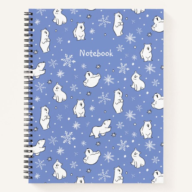 Polar Bear Cubs and Snowflakes - Personalize - Notebook (Front)