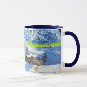 Polar Bear Cubs Playing in Snow Fantasy Art Mug