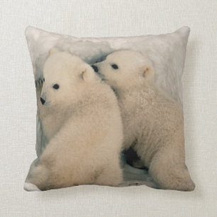 Polar Bear Cubs Throw Pillow