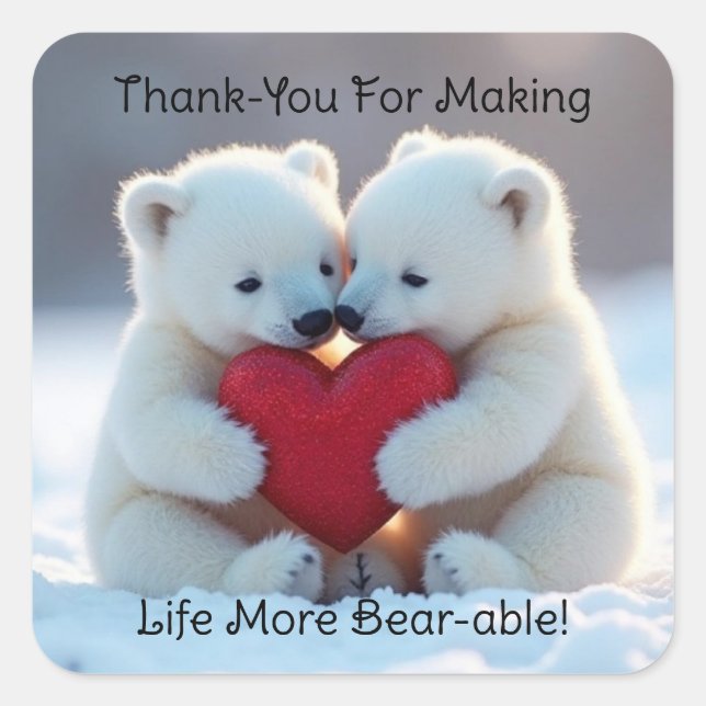 Polar Bear Cubs With Heart Sticker (Devant)