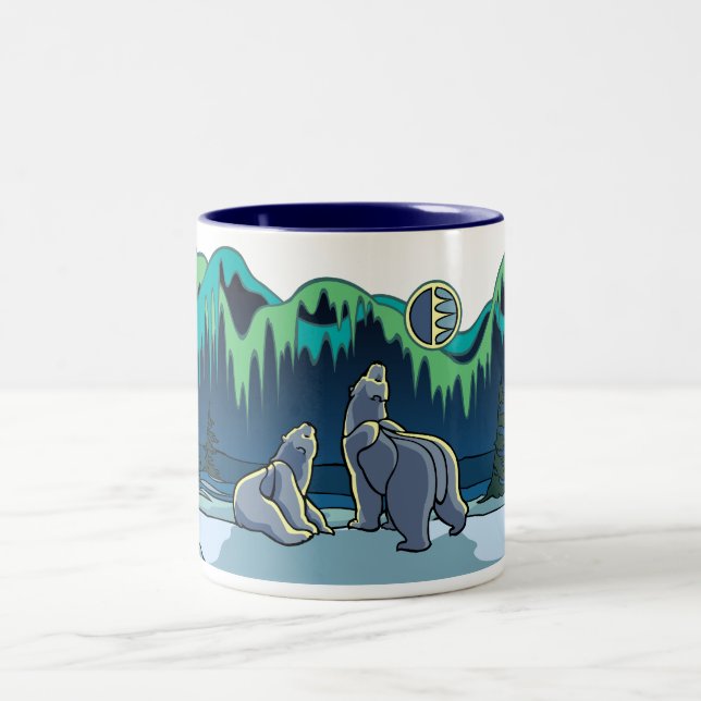 Polar Bear Cup Tribal Bear Art Mugs Cups Bear Gift (Center)