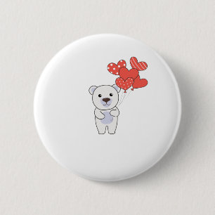 Polar Bear Cute Animals With Hearts Balloons To 2 Inch Round Button