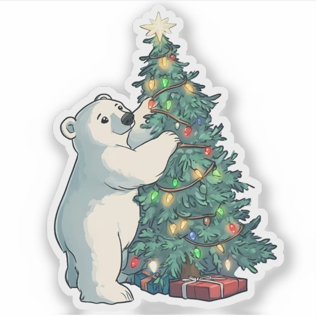 Polar Bear Decorating a Christmas Tree (Front)
