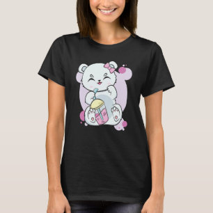 Polar Bear Drinking Boba Flavor With Black Milk Te T-Shirt