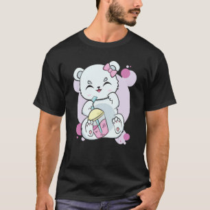 Polar Bear Drinking Boba Flavour With Black Milk T T-Shirt