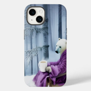 Polar Bear Drinking Coffee Case-Mate iPhone 14 Case