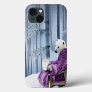 Polar Bear Drinking Coffee iPhone 13 Case