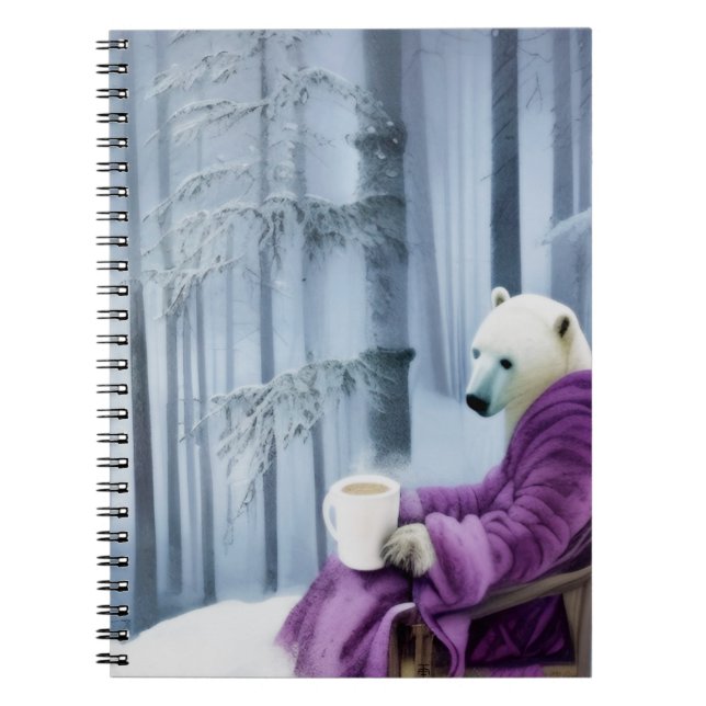 Polar Bear Drinking Coffee Notebook (Front)