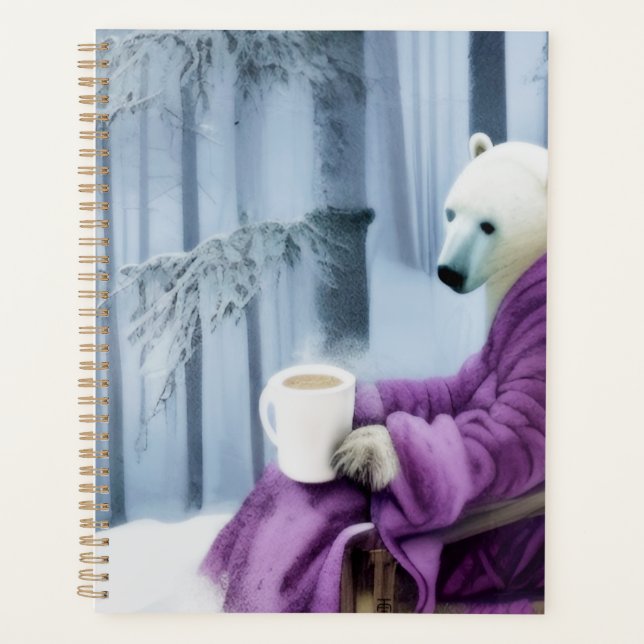 Polar Bear Drinking Coffee Planner (Front)