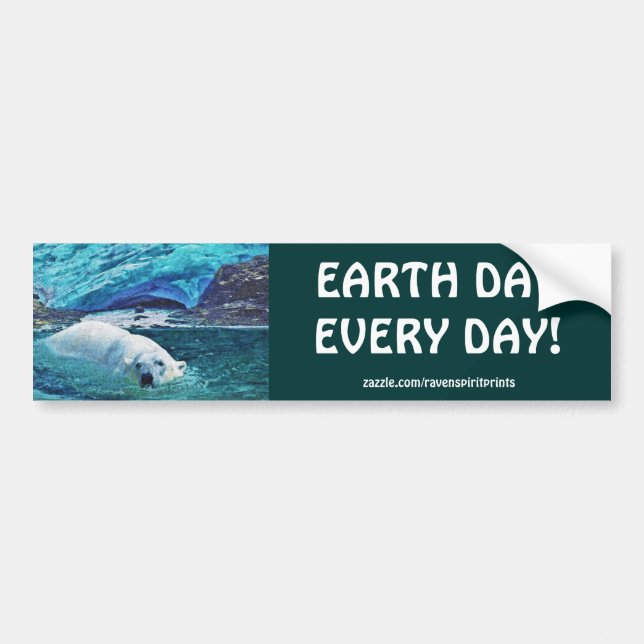 Polar Bear Earth Day Arctic Animal Bumper Stickers (Front)