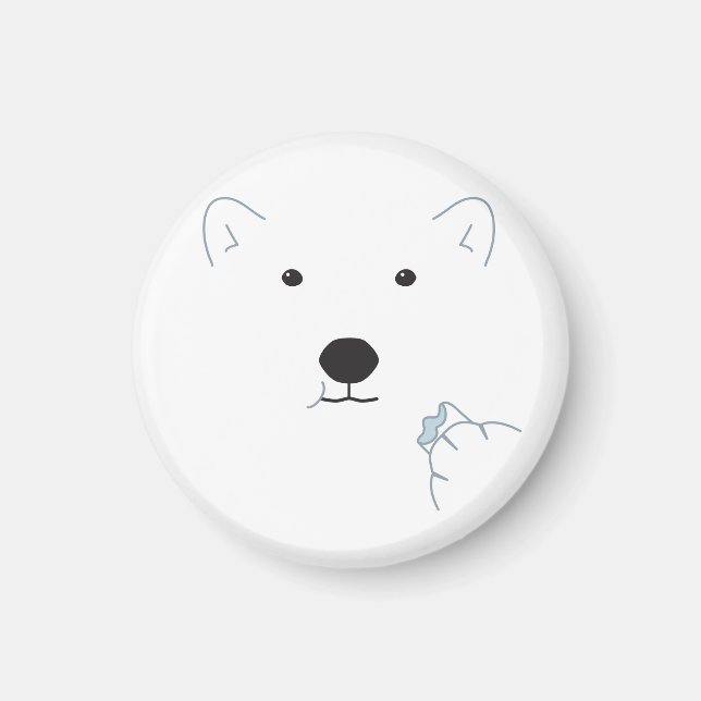 Polar Bear Eating a Marshmallow (Light Blue) Magnet (Front)