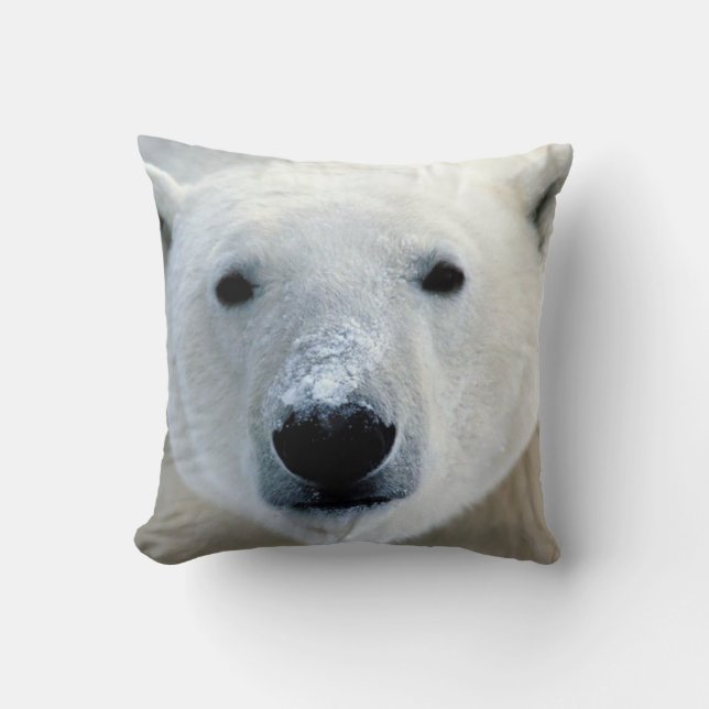 Polar Bear Face Throw Pillow (Front)