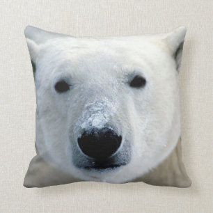 Polar Bear Face Throw Pillow