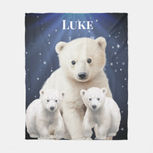 Polar Bear family Fleece Blanket