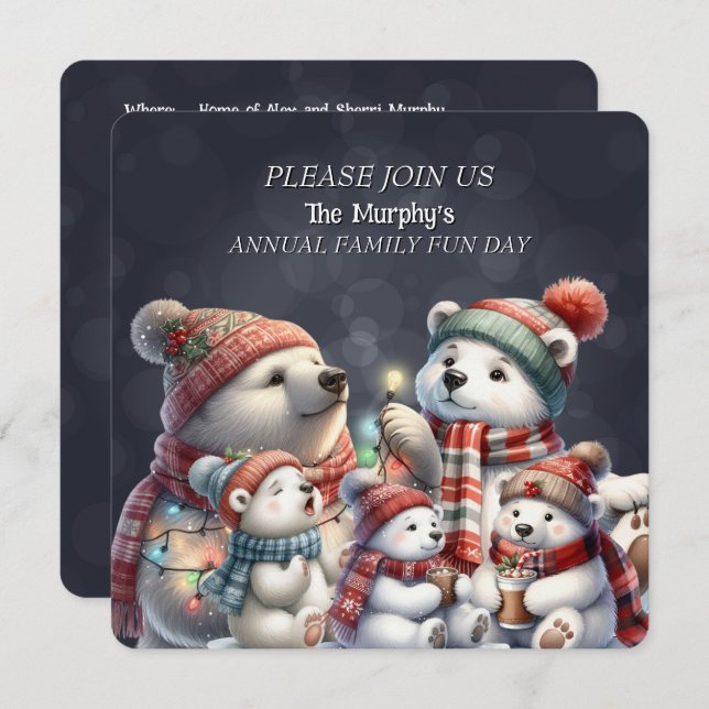 Polar Bear Family Fun Day Invitations (Front/Back)