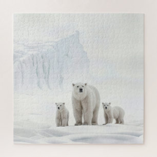Polar Bear Family On Ice Jigsaw Puzzle