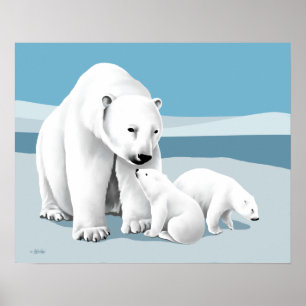Polar Bear Family Poster