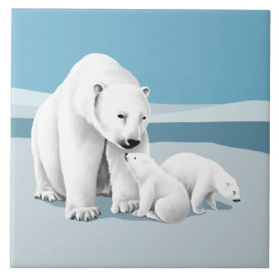 Polar Bear Family Tile