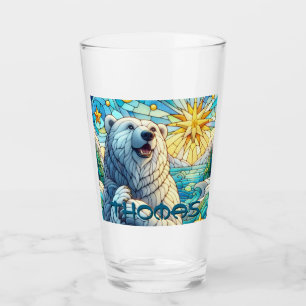 Polar Bear Faux Stained Glass Personalized