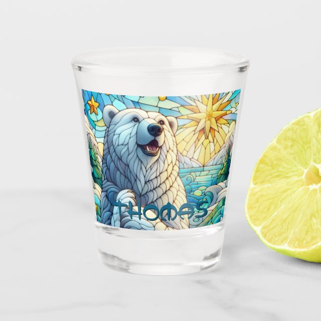 Polar Bear Faux Stained Glass Personalized (Front)