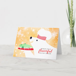 polar bear fish catering chef restaurant Christmas Holiday Card