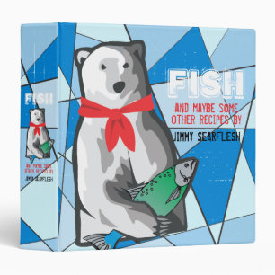 Polar bear fish personalized recipe cookbook binder