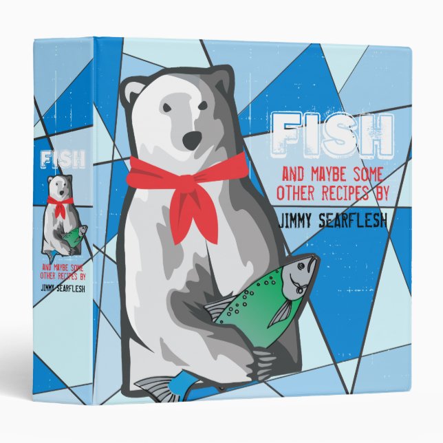 Polar bear fish personalized recipe cookbook binder (Front/Spine)