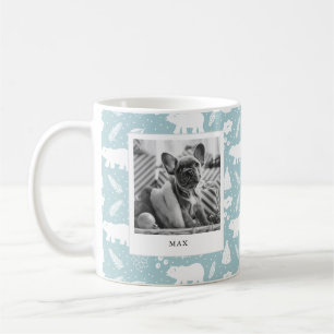 Polar Bear Floral & Pine Holiday Blue 2 Photo Mug