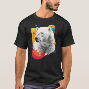Polar Bear Geometric Animal Colorful Planets Art P T-Shirt