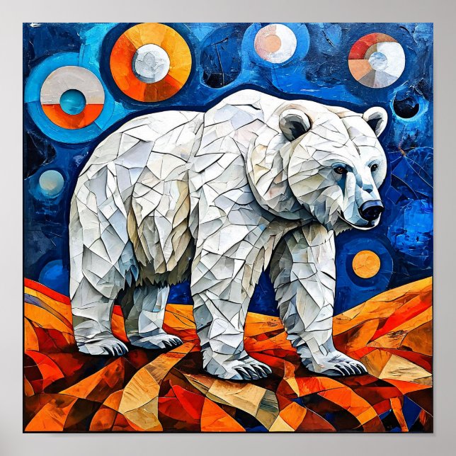 Polar Bear Geometric Animal Wall Art 🌈 (Front)