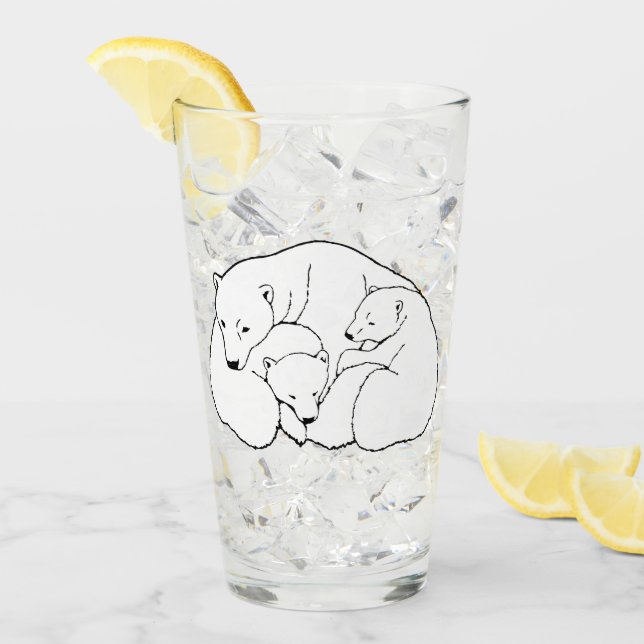 Polar Bear Glass Bear Cubs Glasses Personalize (Front Ice)