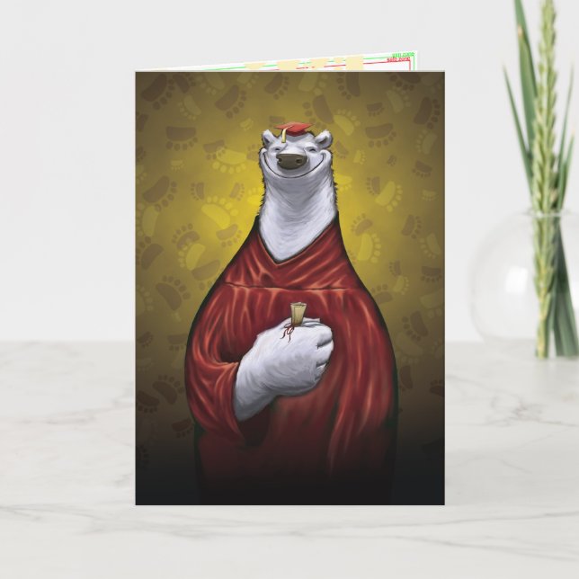 Polar Bear Graduation Card Red (Front)