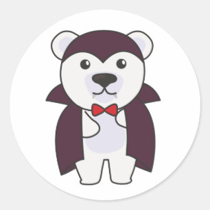 Polar Bear Halloween Cute Devil Kids Vampire Class Classic Round Sticker