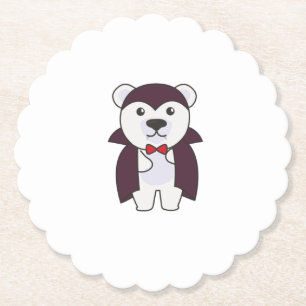 Polar Bear Halloween Cute Devil Kids Vampire Paper Coaster