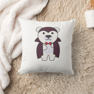 Polar Bear Halloween Cute Devil Kids Vampire Throw Pillow