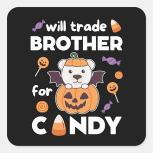 Polar Bear Halloween Swap Brother For Sweets Square Sticker