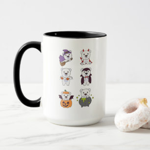 Polar Bear Halloween Witch Devil Pumpkin Vampire Mug