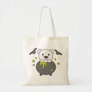 Polar Bear Happy Halloween Cauldron Bat Tote Bag