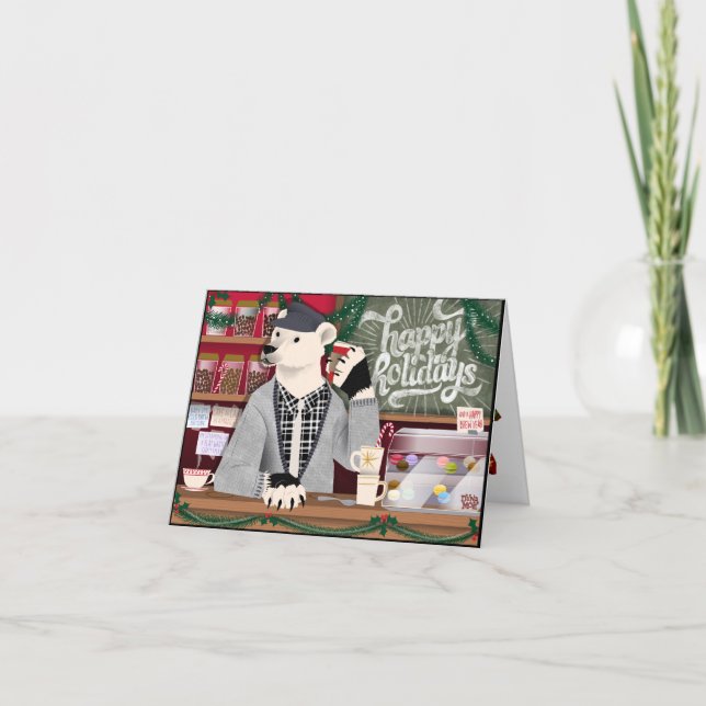 Polar Bear Happy Holidays Holiday Card (Front)