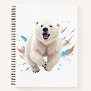Polar Bear Happy Playful Fun Jumping Air Joyful Notebook