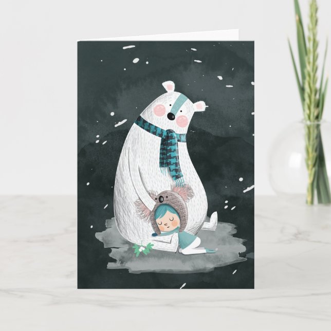 Polar Bear Hug Holiday Card (Front)