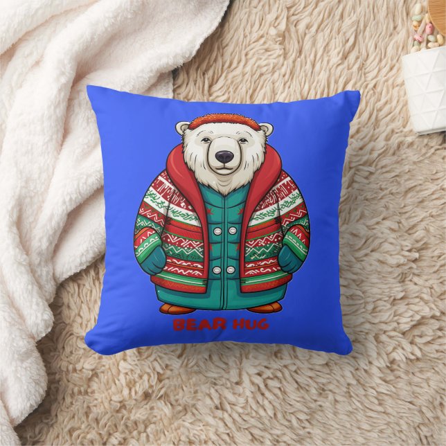 Polar Bear Hug Throw Pillow (Blanket)