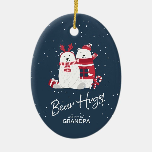 Polar Bear Hugs Photo Template ID851 Ceramic Ornament (Front)