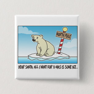 Polar Bear Ice Christmas 2 Inch Square Button