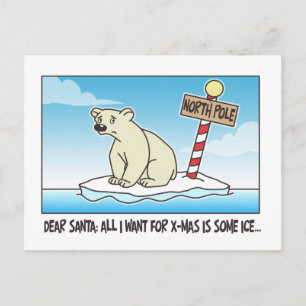 Polar Bear Ice Christmas Holiday Postcard