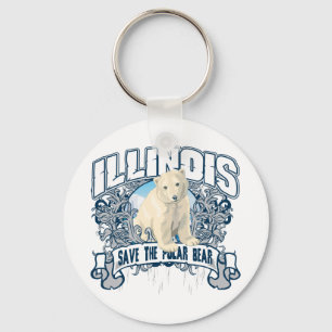 Polar Bear Illinois Keychain