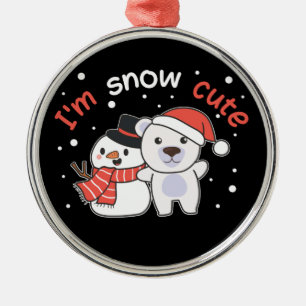 Polar Bear I'm Snow Cute Snowman Snow Pun Ceramic  Metal Ornament
