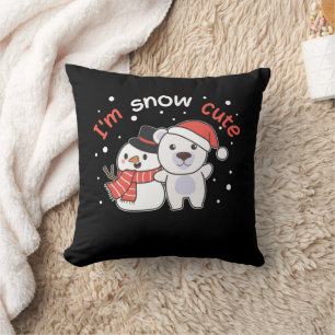 Polar Bear I'm Snow Cute Snowman Snow Pun Throw Pillow