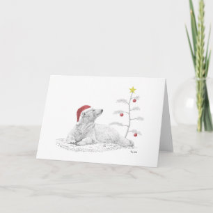 Polar Bear in a Santa Hat Holiday Card