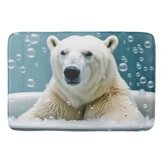 Polar Bear In Bubble Bath Mat (Front)